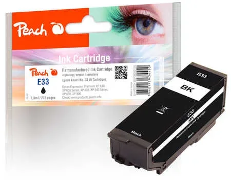 Peach E33 Druckerpatrone bk ersetzt Epson T3331, No. 33 bk, C13T33314010 für z.B. Epson Expression Premium XP -530, Epson Expression Premium XP -630