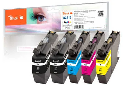 Peach B3217 Spar Plus Pack Druckerpatronen (2*bk, c/m/y) ersetzt Brother LC-3217 für z.B. Brother MFCJ 5330 DW, Brother MFCJ 5335 DW