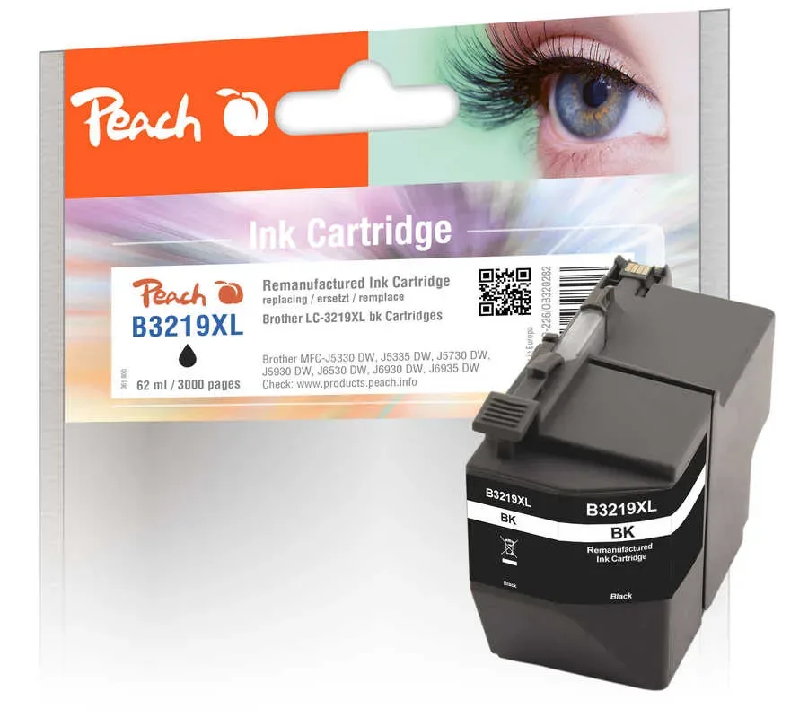 Peach B3219 XLBK Druckerpatrone XL bk ersetzt Brother LC-3219XLBK für z.B. Brother MFCJ 5330 DW, Brother MFCJ 5335 DW, Brother MFCJ 5730 DW