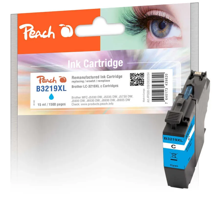 Peach B3219 XLC Druckerpatrone XL cy ersetzt Brother LC-3219XLC für z.B. Brother MFCJ 5330 DW, Brother MFCJ 5335 DW, Brother MFCJ 5730 DW