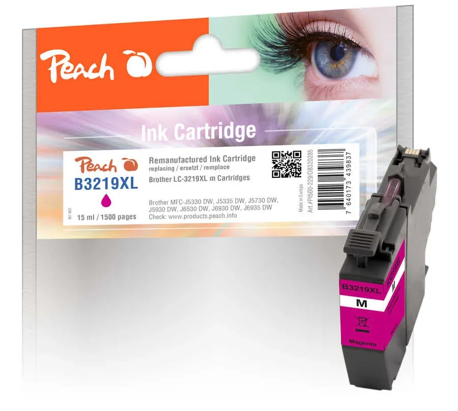 Peach B3219 XLM Druckerpatrone XL ma ersetzt Brother LC-3219XLM für z.B. Brother MFCJ 5330 DW, Brother MFCJ 5335 DW, Brother MFCJ 5730 DW