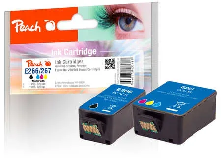 Peach E266 2 Druckerpatronen (bk, col) ersetzt Epson No. 266, No. 277, C123T26614010, C13T26704010 für z.B. Epson WorkForce WF -100 W