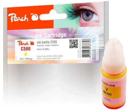 Peach C590 Y Tintenbehälter ye ersetzt Canon GI-590Y, 1606C001 für z.B. Canon Pixma G 3501, Canon Pixma G 1500, Canon Pixma G 2500