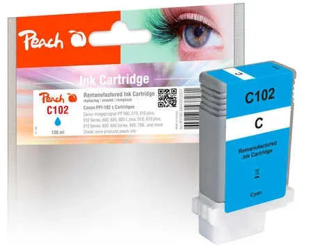 Peach C102 C XL-Druckerpatrone cy ersetzt Canon PFI-102C, 0896B001, 29952628 für z.B. Canon Imageprograf IPF 500, Canon Imageprograf IPF 510