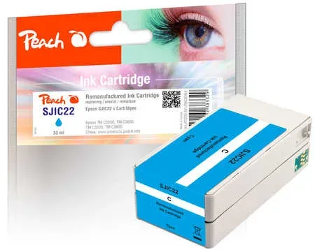 Peach ESJIC22 Druckerpatrone cy ersetzt Epson SJIC22C, C33S020602 für z.B. Epson TMC 3500, Epson ColorWorks C 3500
