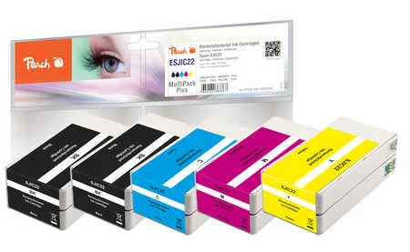 Peach ESJIC22 5 Druckerpatronen (2*bk, c/m/y) ersetzt Epson SJIC22 für z.B. Epson TMC 3500, Epson ColorWorks C 3500