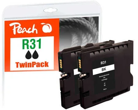 Peach R31 2 Druckerpatrone 2*bk ersetzt Ricoh GC31K*2, 405688*2 für z.B. Ricoh Aficio GX e 2600, Ricoh Aficio GX e 3300, Ricoh Aficio GX e 3300 n