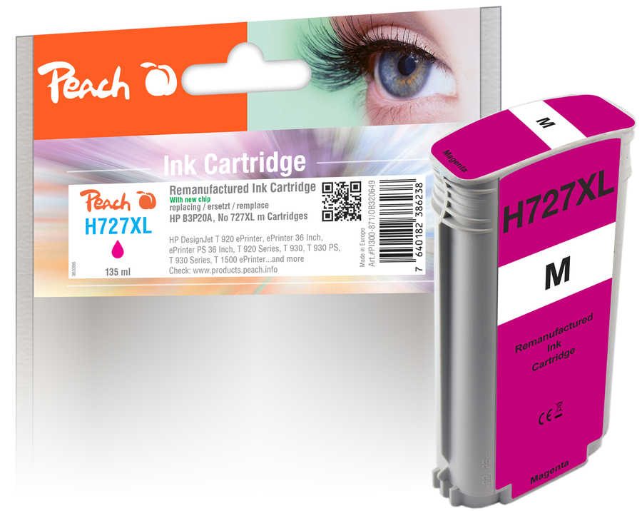 Peach HP 727 m Druckerpatrone ma ersetzt HP No. 727 m, B3P20A für z.B. HP DesignJet T 1500 ePrinter, HP DesignJet T 1500 ePrinter 36 Inch