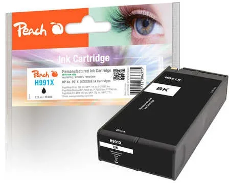 Peach HP 991 XBK Druckerpatrone XL bk ersetzt HP No. 991X BK, M0K02AE für z.B. HP PageWide Color 755 dn, HP PageWide Color MFP 774 dn
