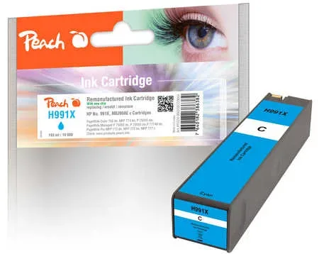 Peach HP 991 XC Druckerpatrone XL cy ersetzt HP No. 991X C, M0J90AE für z.B. HP PageWide Color 755 dn, HP PageWide Color MFP 774 dn