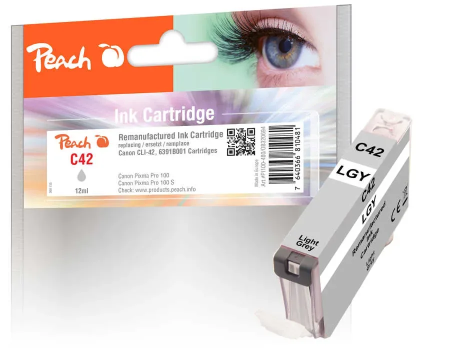 Peach C42 LGY Druckerpatrone hellgrau gyli ersetzt Canon CLI-42LGY, 6391B001 für z.B. Canon Pixma PRO -100, Canon Pixma PRO -100 S