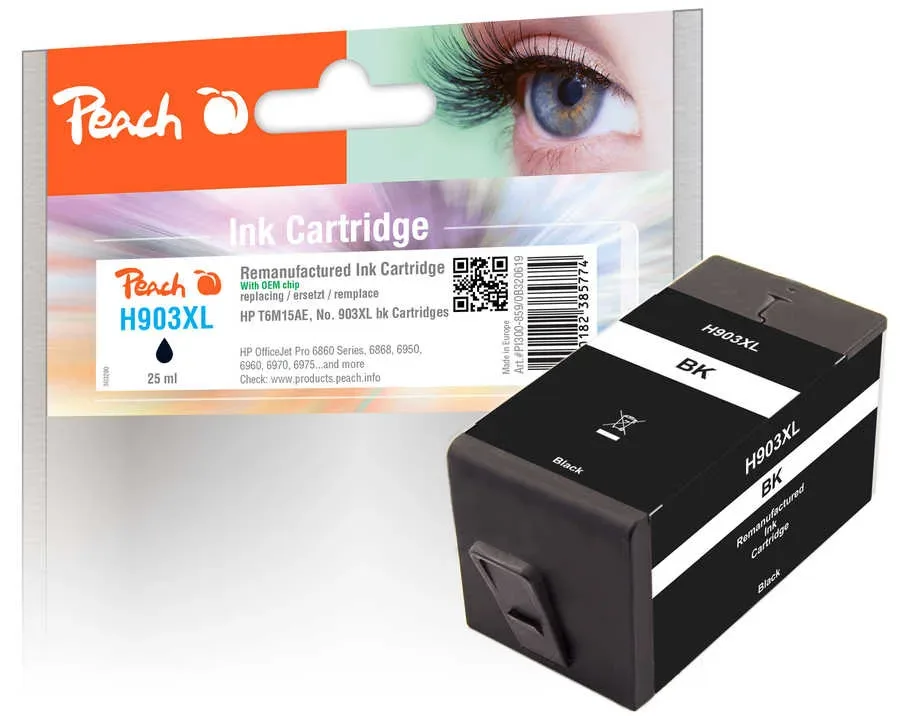 Peach HP 903 XLbk Druckerpatrone XL bk ersetzt HP No. 903XL bk, T6M15AE für z.B. HP OfficeJet Pro 6970, HP OfficeJet Pro 6860, HP OfficeJet Pro 6868