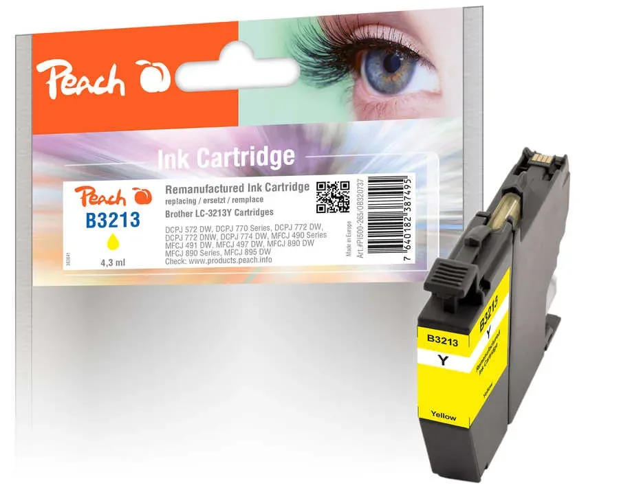 Peach B3213 Y Druckerpatrone XL ye ersetzt Brother LC-3213Y für z.B. Brother DCPJ 774 DW, Brother DCPJ 572 DW, Brother DCPJ 770, Brother DCPJ 772 DW
