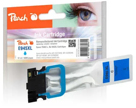 Peach E944/945/946 Druckerpatrone XL cy ersetzt Epson T9452, No. 945XLC, C13T945240 für z.B. Epson WorkForce Pro WFC 5710 DWF