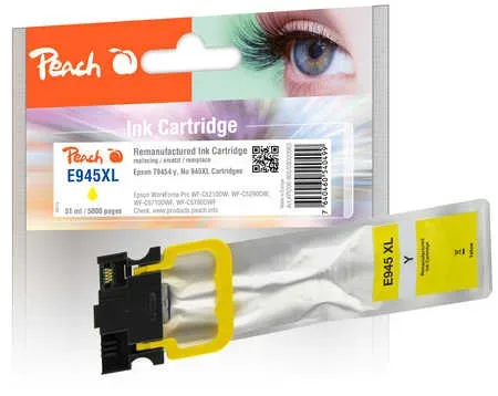 Peach E944/945/946 Druckerpatrone XL ye ersetzt Epson T9454, No. 945XLY, C13T945440 für z.B. Epson WorkForce Pro WFC 5710 DWF