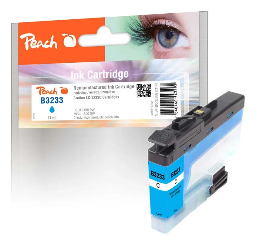 Peach B3233 C Druckerpatrone cy ersetzt Brother LC-3233C für z.B. Brother DCPJ 1100 DW, Brother MFCJ 1300 DW