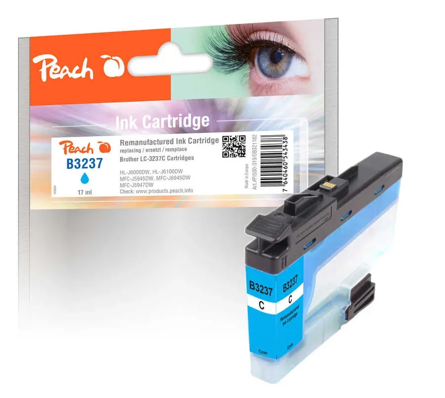 Peach B3237 C Druckerpatrone cy ersetzt Brother LC-3237C für z.B. Brother DCPJ 1100 DW, Brother MFCJ 1300 DW