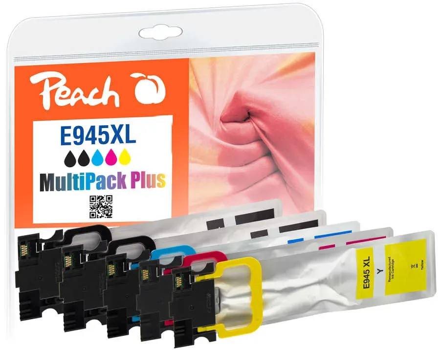 Peach E945 XL 5 Druckerpatronen XL (2*bk, c/m/y) ersetzt Epson No. 945XL, T9451*2, T9452, T9453, T9454 für z.B. Epson WorkForce Pro WFC 5710 DWF