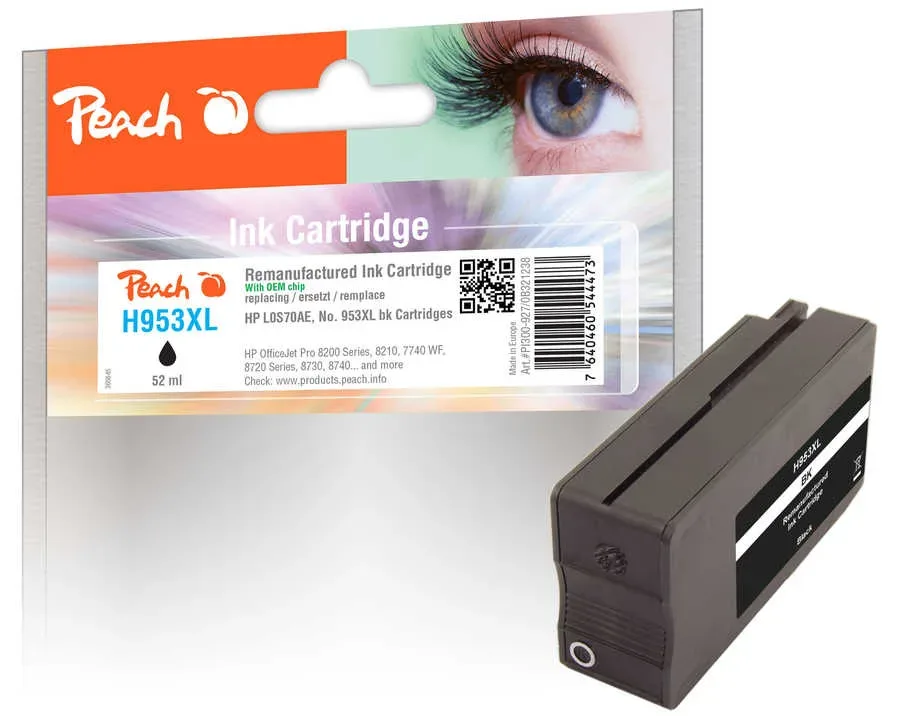 Peach HP 953 XLbk Druckerpatrone XL bk ersetzt HP No. 953XL bk, L0S70AE für z.B. HP OfficeJet Pro 8730, HP OfficeJet Pro 8710, HP OfficeJet Pro 8720