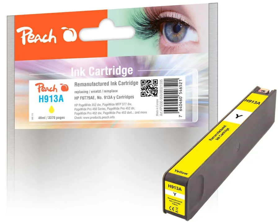 Peach HP 913 AY Druckerpatrone ye ersetzt HP No. 913A Y, F6T79AE für z.B. HP PageWide 352 dw, HP PageWide Pro 450, HP PageWide Pro 452 dn
