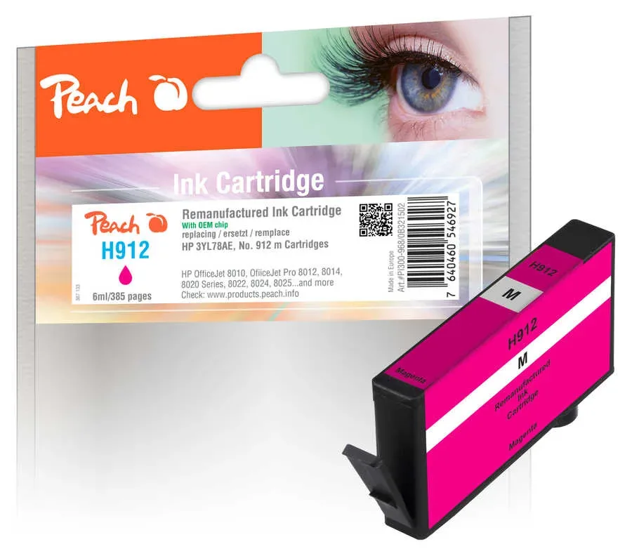 Peach HP 912 M Druckerpatrone ma ersetzt HP No. 912 M, 3YL78AE für z.B. HP OfficeJet Pro 8024, HP OfficeJet Pro 8022, HP OfficeJet 8010