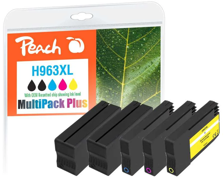 Peach HP 963 XL 5 Druckerpatronen XL (2*bk, c/m/y) ersetzt HP No. 963XL für z.B. HP OfficeJet Pro 9010, HP OfficeJet Pro 9012, HP OfficeJet Pro 9013