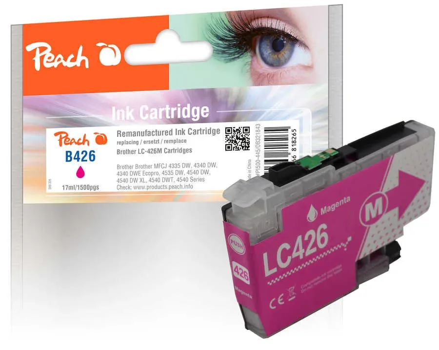 Peach B426 M Druckerpatrone ma ersetzt Brother LC-426M für z.B. Brother MFCJ 4335 DW, Brother MFCJ 4340 DW, Brother MFCJ 4540 DW XL, Brother MFCJ 4540
