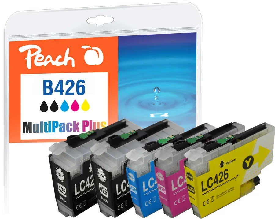 Peach B426 Spar Plus Pack Druckerpatronen (2*bk, c/m/y) ersetzt Brother LC-426 für z.B. Brother MFCJ 4335 DW, Brother MFCJ 4340 DW, Brother MFCJ 4540