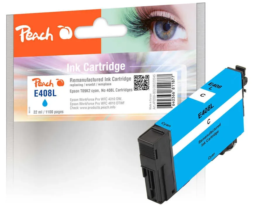 Peach E408 L Druckerpatrone XL cy ersetzt Epson No. 408L, T09K240 für z.B. Epson WorkForce Pro WFC 4310 DW, Epson WorkForce Pro WFC 4810 DTWF