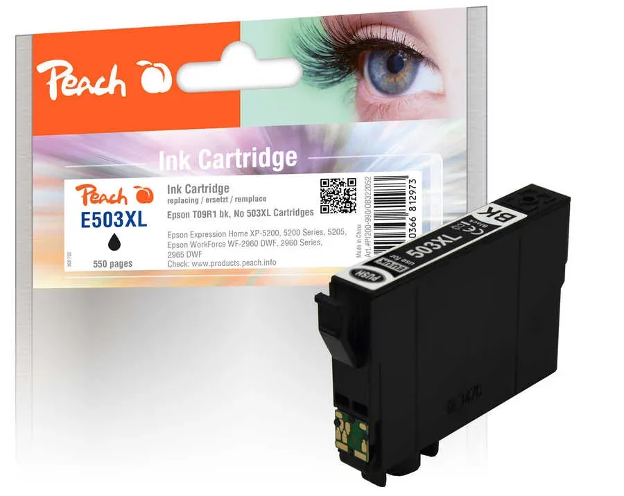 Peach E503 XL Druckerpatrone XL bk ersetzt Epson No. 503XL, T09R140 für z.B. Epson Expression Home XP -5200, Epson Expression Home XP -5205