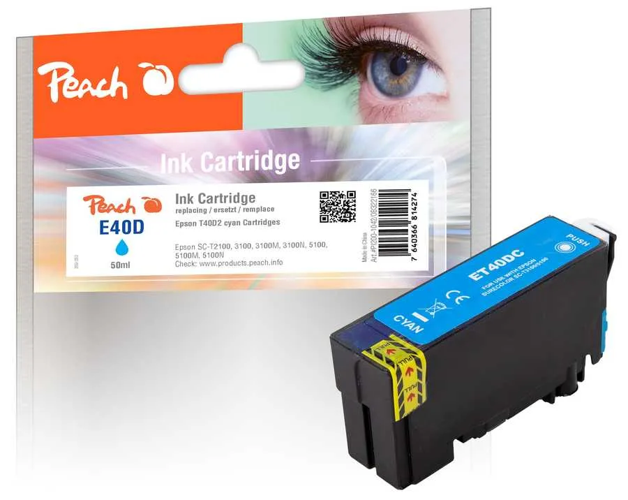 Peach E40 Druckerpatrone XL cy ersetzt Epson T40D2, C13T40D240 für z.B. Epson SureColor SCT 2100, Epson SureColor SCT 3100, Epson SureColor SCT 5100