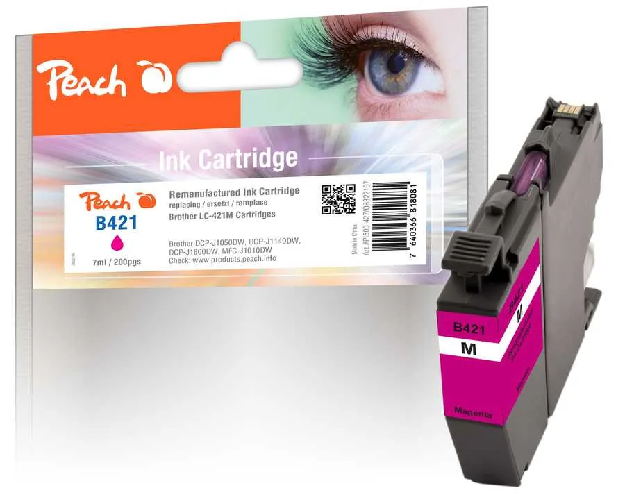 Peach B421 M Druckerpatrone ma ersetzt Brother LC-421M für z.B. Brother MFCJ 1010 DW, Brother DCPJ 1050 DW, Brother DCPJ 1140 DW, Brother DCPJ 1800 DW