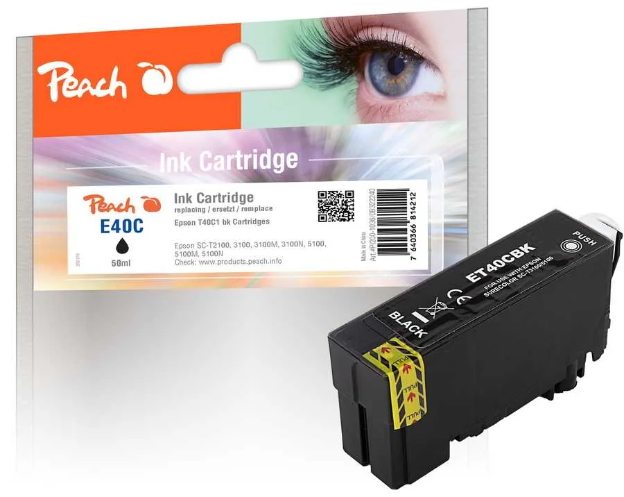 Peach E40 Druckerpatrone bk ersetzt Epson T40C1, C13T40C140 für z.B. Epson SureColor SCT 2100, Epson SureColor SCT 3100, Epson SureColor SCT 3100 M