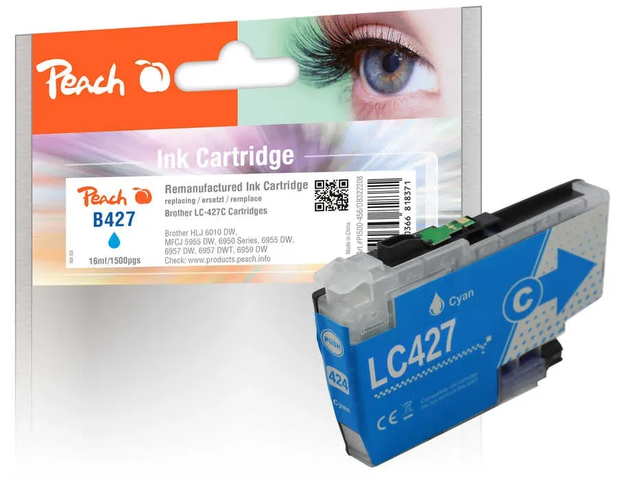 Peach B427 C Druckerpatrone cy ersetzt Brother LC-427C für z.B. Brother HLJ 6010 DW, Brother MFCJ 5955 DW, Brother MFCJ 6950, Brother MFCJ 6955 DW