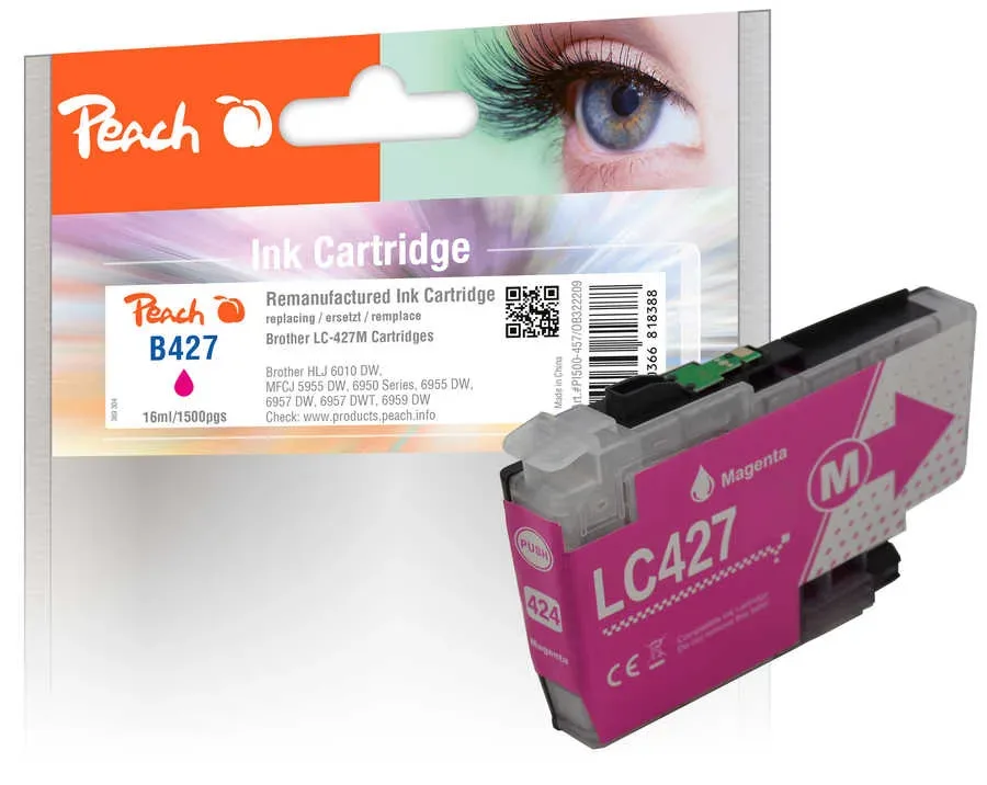 Peach B427 M Druckerpatrone ma ersetzt Brother LC-427M für z.B. Brother HLJ 6010 DW, Brother MFCJ 5955 DW, Brother MFCJ 6950, Brother MFCJ 6955 DW