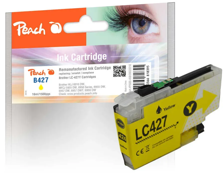 Peach B427 Y Druckerpatrone ye ersetzt Brother LC-427Y für z.B. Brother HLJ 6010 DW, Brother MFCJ 5955 DW, Brother MFCJ 6950, Brother MFCJ 6955 DW