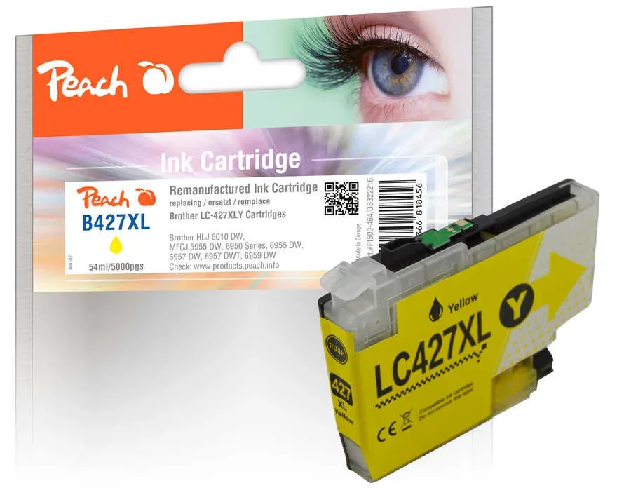 Peach B427 XLY Druckerpatrone XL ye ersetzt Brother LC-427XLY für z.B. Brother HLJ 6010 DW, Brother MFCJ 5955 DW, Brother MFCJ 6950