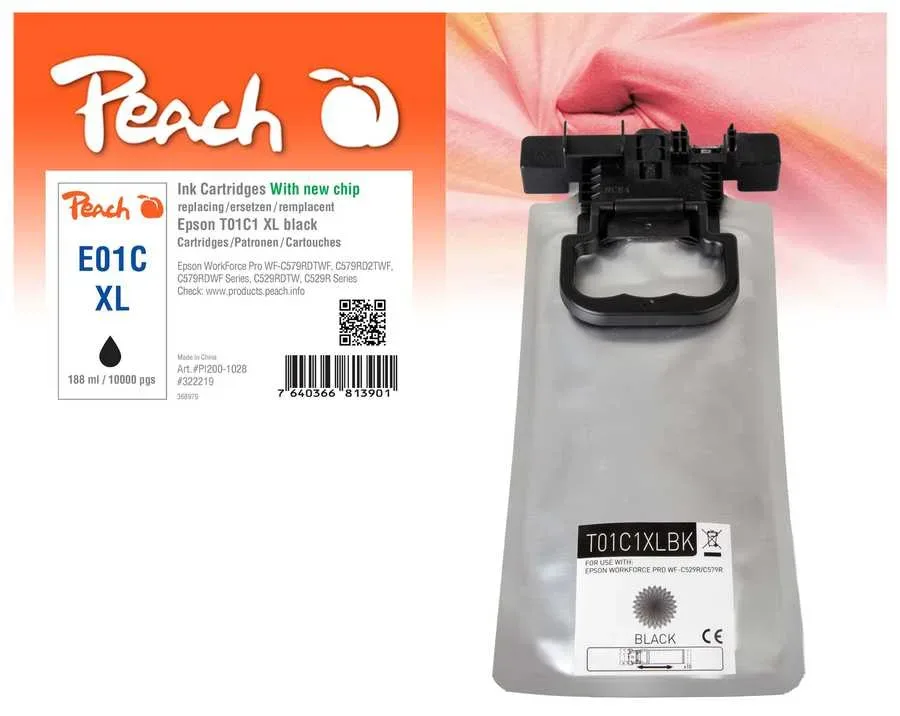 Peach E1C1 Druckerpatrone XL bk ersetzt Epson T01C1, C13T01C100 für z.B. Epson WorkForce Pro WFC 529 R DTW, Epson WorkForce Pro WFC 570