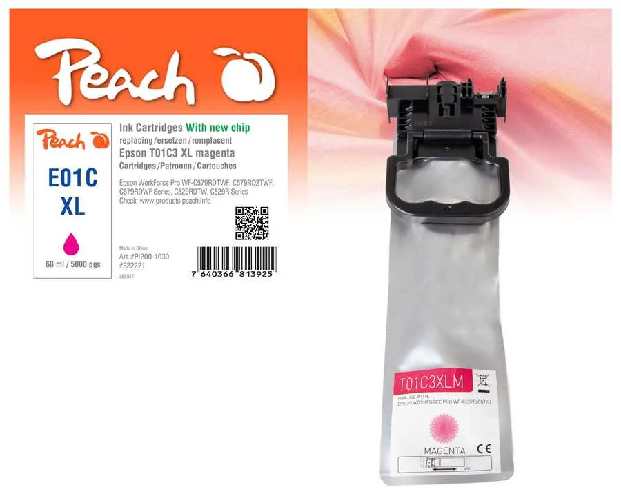 Peach E1C3 Druckerpatrone XL ma ersetzt Epson T01C3, C13T01C300 für z.B. Epson WorkForce Pro WFC 529 R DTW, Epson WorkForce Pro WFC 570