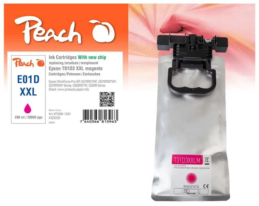 Peach E1D3 Druckerpatrone XL ma ersetzt Epson T01D3, C13T01D300 für z.B. Epson WorkForce Pro WFC 529 R DTW, Epson WorkForce Pro WFC 570
