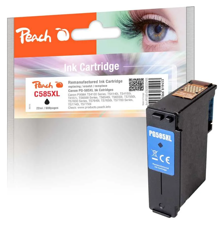Peach C585 XLBK Druckkopf XL bk ersetzt Canon PG-585XLBK, 6204C001 für z.B. Canon Pixma TS 7650 i, Canon Pixma TS 7750 i, Canon Pixma TS 7600