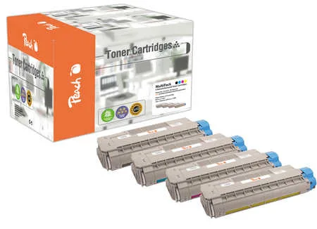 Peach O4332/36/38 4 Toner (bk, c/m/y) ersetzt OKI 43324421, 43324422, 43324423, 43324424 für z.B. OKI C 5900, OKI C 5500 N, OKI C 5550 MFP