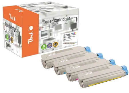 Peach O4386/87/36/85 4 Toner (bk, c/m/y) ersetzt OKI 43865708-43872305-7 für z.B. OKI C 5650, OKI C 5650 DN, OKI C 5650 N, OKI C 5750
