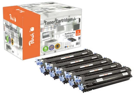 Peach HP 124 A 5 Toner (2*bk, c/m/y) ersetzt HP No. 124A, Q6000A*2, Q6001A, Q6002A, Q6003A für z.B. HP Color LaserJet 1600, HP Color LaserJet 2600