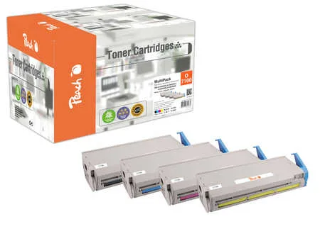 Peach O4196-3005-8 4 Toner (bk, c/m/y) ersetzt Sharp, OKI No. 4196-3005-8, 41963005-3008 für z.B. OKI C 7100, OKI C 7100 N, OKI C 7300