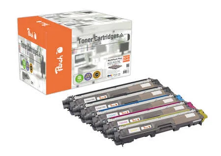 Peach B241 bk 5 Toner XL (2*bk, c/m/y) ersetzt Brother TN-241bk, TN-245 für z.B. Brother DCP -9020 CDW, Brother HL -3140 CW