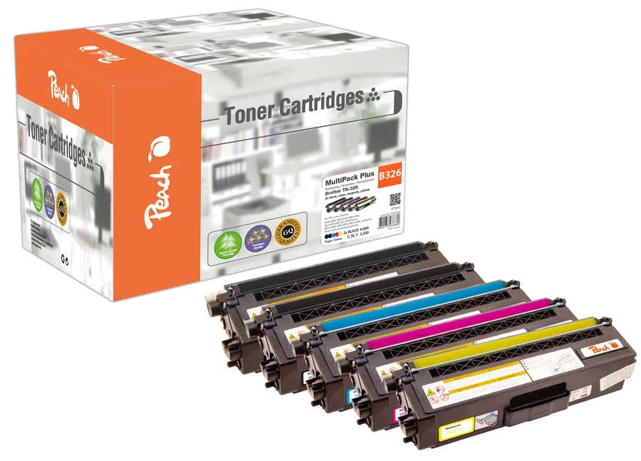 Peach B326 5 Toner XL (2*bk, c/m/y) ersetzt Brother TN-326 für z.B. Brother DCPL 8400 CDN, Brother DCPL 8450 CDW, Brother HLL 8250 CDN