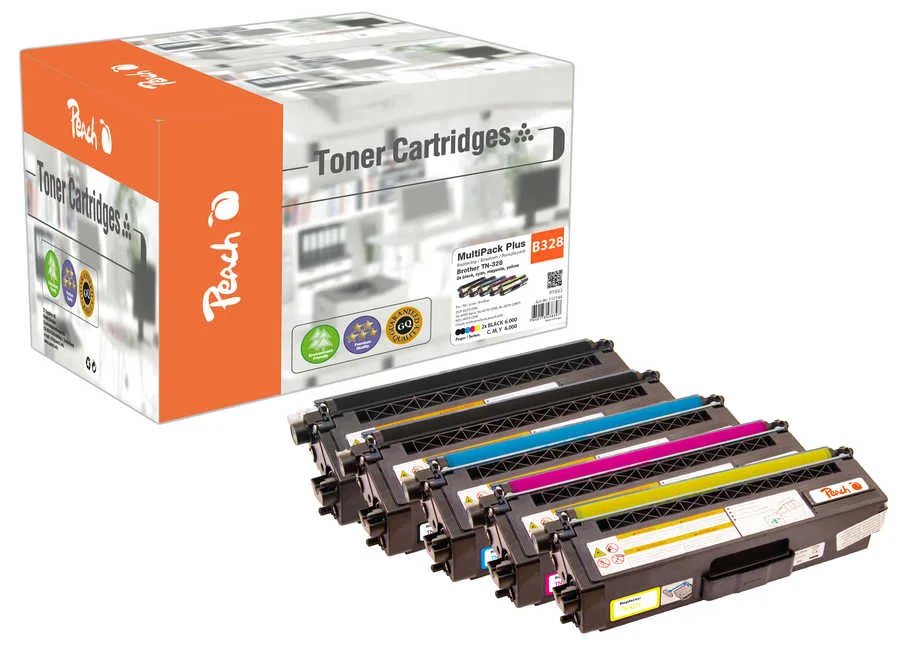 Peach B328 5 Toner XL (2*bk, c/m/y) ersetzt Brother TN-328 für z.B. Brother DCP -9270 CDN, Brother HL -4500, Brother HL -4570 CDW