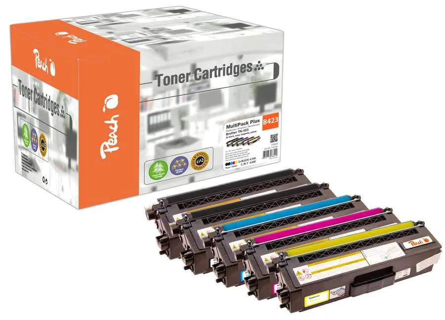 Peach B423 5 Toner XL (2*bk, c/m/y) ersetzt Brother TN-423 für z.B. Brother DCPL 8410 CDW, Brother MFCL 8690 CDW, Brother DCPL 8410 CDN