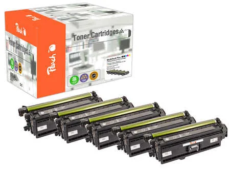 Peach HP 508 X 5 Toner XL (2*bk, c/m/y) ersetzt HP No. 508X, CF360X*2, CF361X, CF362X, CF363X für z.B. HP Color LaserJet Enterprise Flow MFP M 577 c